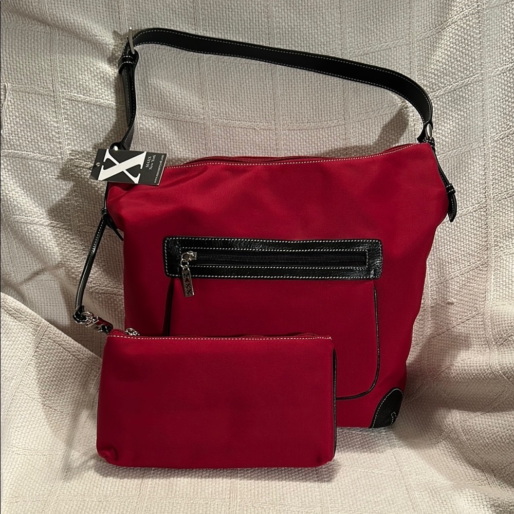 MAXX NY  Red Shoulder Bag with Matching Pouch